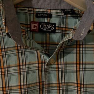 Chaps Men's Casual Plaid Shirt - Blue and Orange